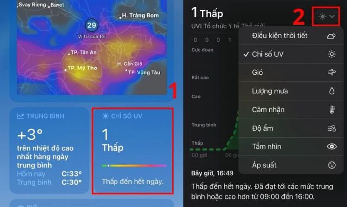 Nhấn vào mục bạn quan tâm để hiển thị thông tin chi tiết