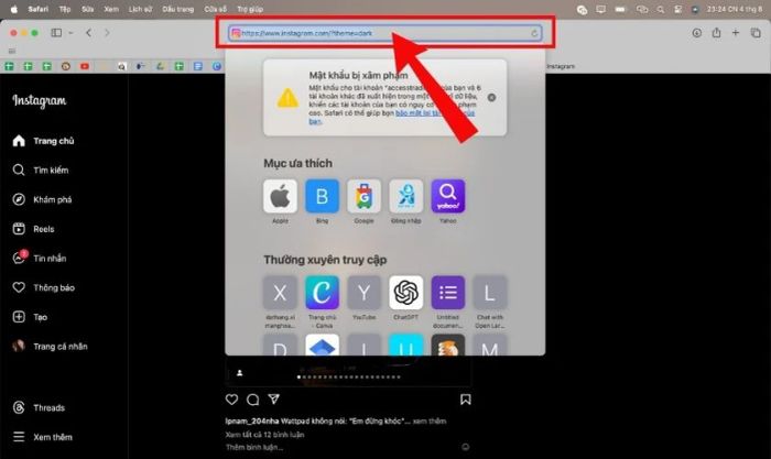 Kích hoạt chế độ Dark Mode Instagram trên máy tính