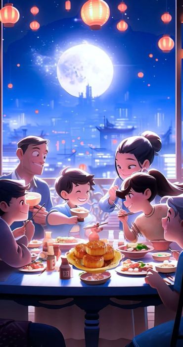 Bữa cơm đoàn viên dưới ánh trăng dịu nhẹ