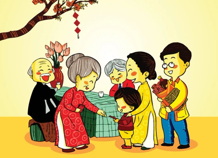 Tết đến, gia đình quây quần bên nhau trong không khí ấm áp và hạnh phúc