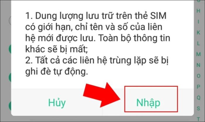 Sau khi chọn xong, nhấn Nhập để hoàn thành