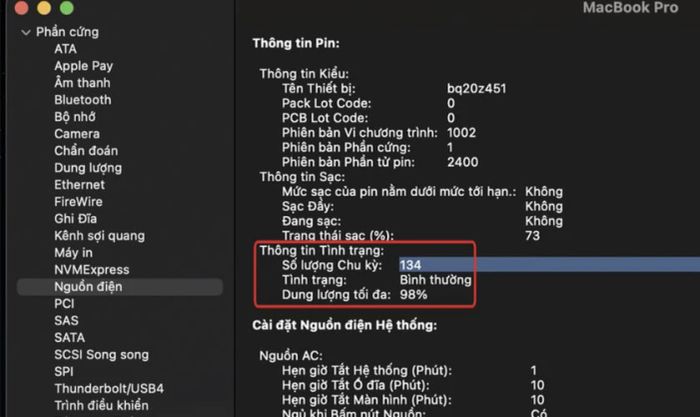 Trong Báo cáo hệ thống, bạn chọn mục Nguồn điện (Power)