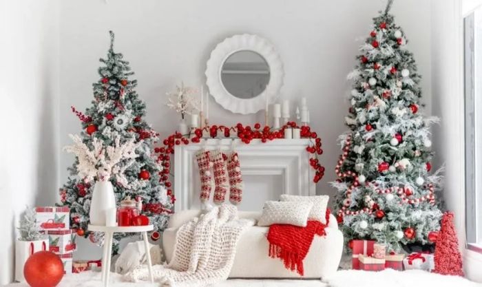Phong cách trang trí Noel theo tông trắng hiện đại