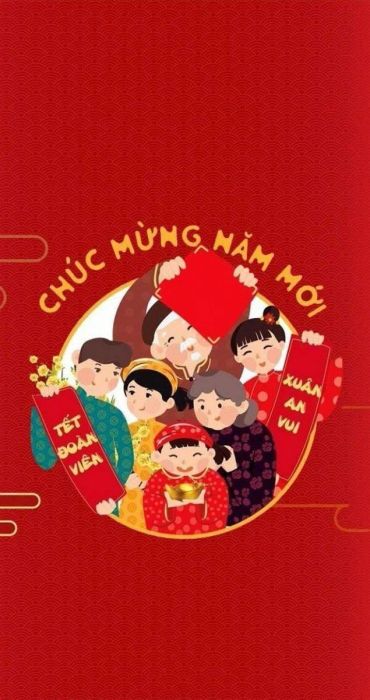 Gia đình sum họp đón Tết với tông màu đỏ rực rỡ