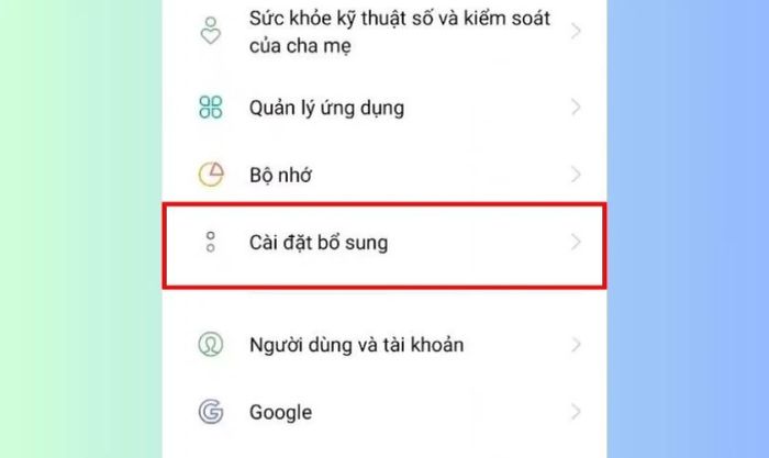 Chọn mục Cài đặt nâng cao