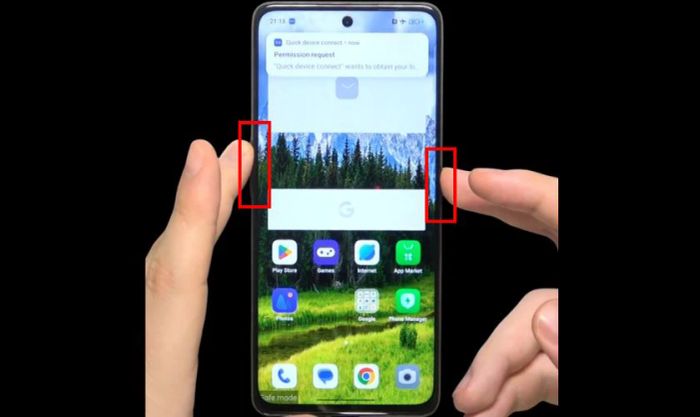 Giữ đồng thời phím nguồn và phím âm lượng trong một vài giây