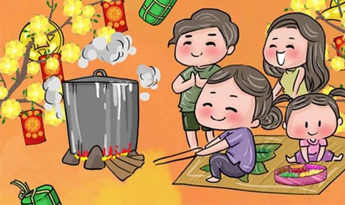 Cùng gia đình nấu bánh đón Tết bên hoa mai vàng rực rỡ