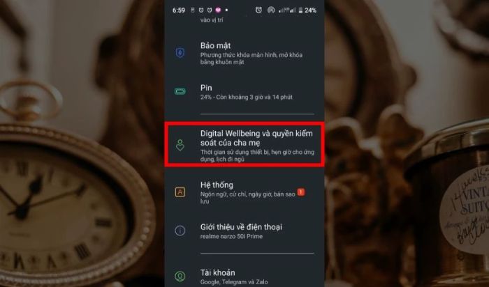 Mở Cài đặt và chọn Digital Wellbeing