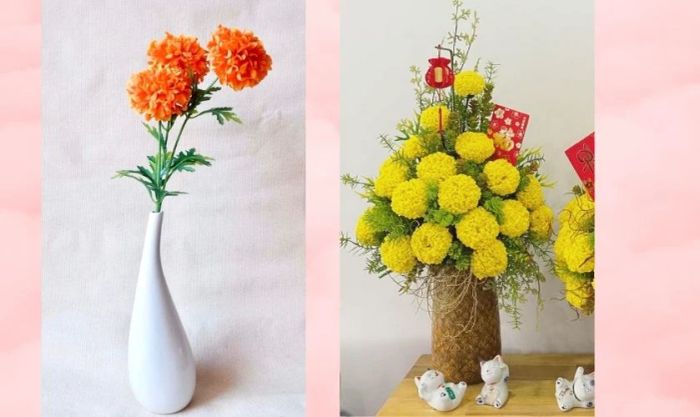 Cách cắm hoa vạn thọ đơn giản để trang trí bàn thờ ngày Tết