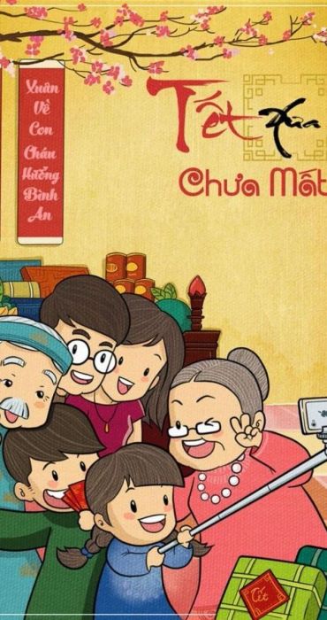 Hình nền Tết gia đình sum họp tràn đầy niềm vui