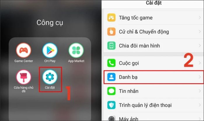 Truy cập vào mục danh bạ trên điện thoại