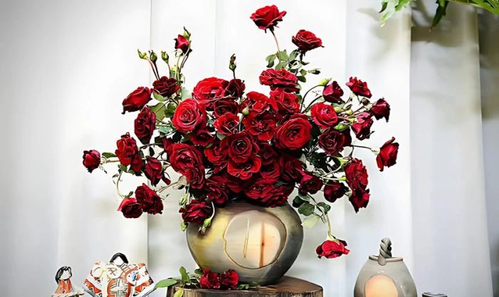 Mẫu cắm hoa hồng ngày Tết độc đáo và ấn tượng nhất