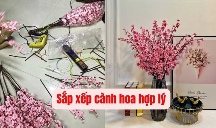 Khi cắm hoa, hãy bắt đầu từ những cành hoa cao ở trung tâm