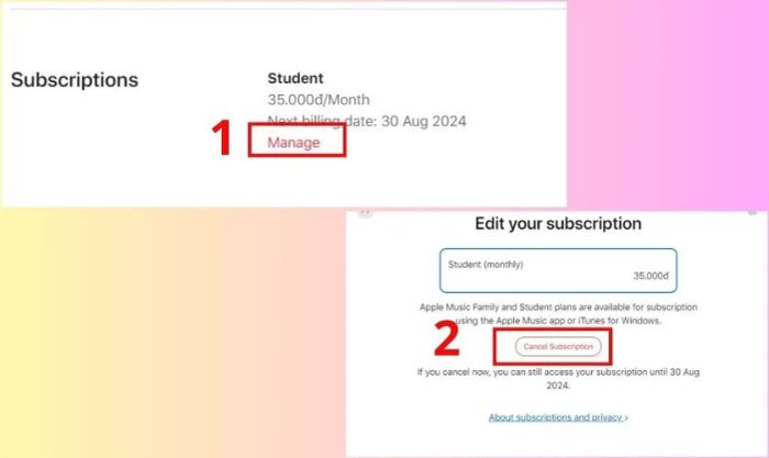 Hướng dẫn hủy đăng ký Apple Music trên PC Windows.