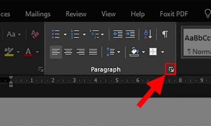 Mở hộp thoại Paragraph Settings