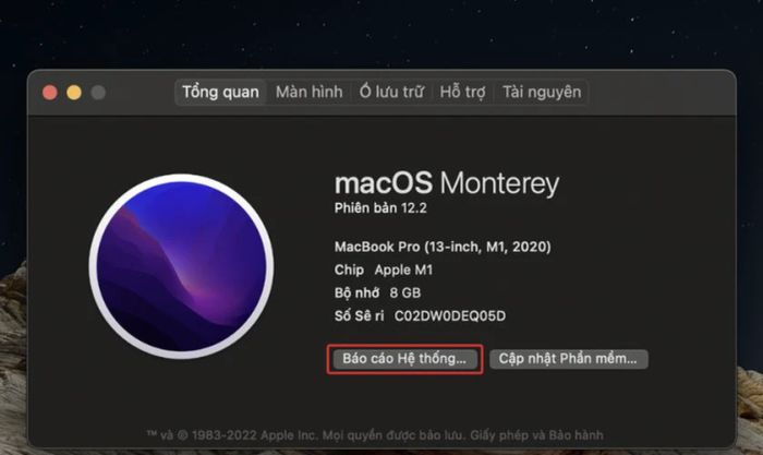 Trong cửa sổ mới, bạn chọn Báo cáo hệ thống (System report)