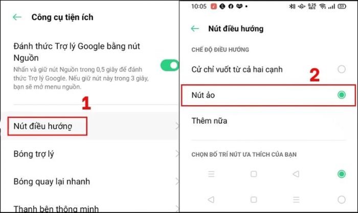 Đánh dấu vào ô Nút ảo để kích hoạt tính năng này
