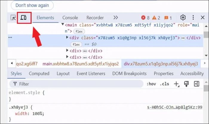 Nhấp vào biểu tượng như hình minh họa
