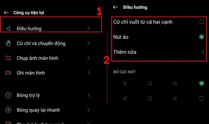 Chọn Điều hướng và tùy chỉnh theo nhu cầu cá nhân của bạn
