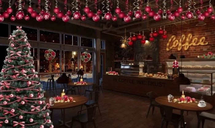 Trang trí Noel quán cafe mới lạ và đầy sáng tạo