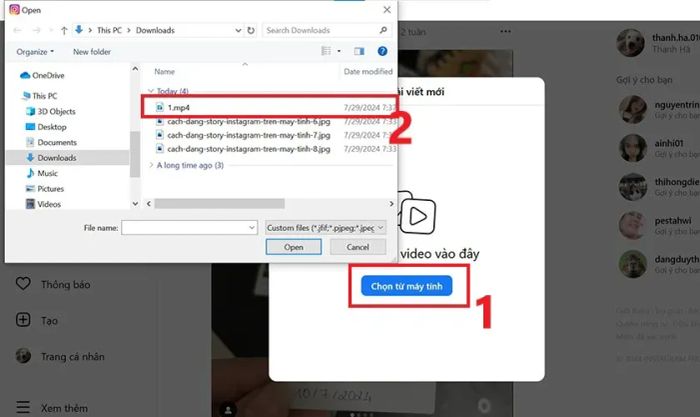 Nhấn Chọn từ máy tính