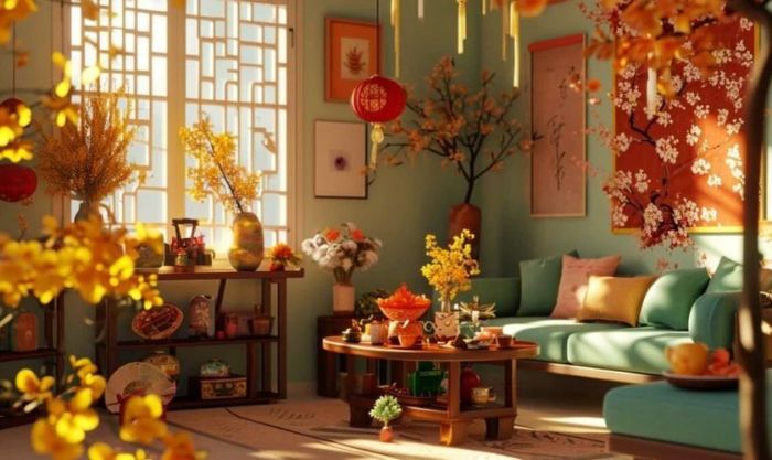 Ngôi nhà thêm rộn ràng không khí Tết với hình ảnh mai vàng rực rỡ
