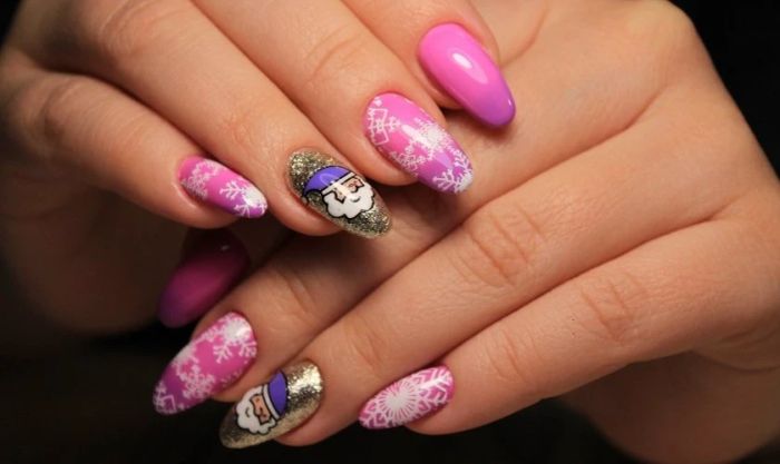 Mẫu nail Giáng sinh với họa tiết ông già Noel