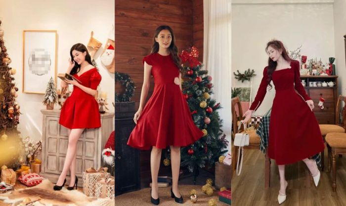 Màu sắc nên mặc dịp Giáng sinh - Váy xòe đỏ