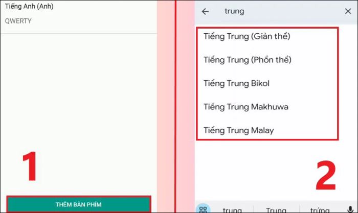 Thêm bàn phím vào thiết bị