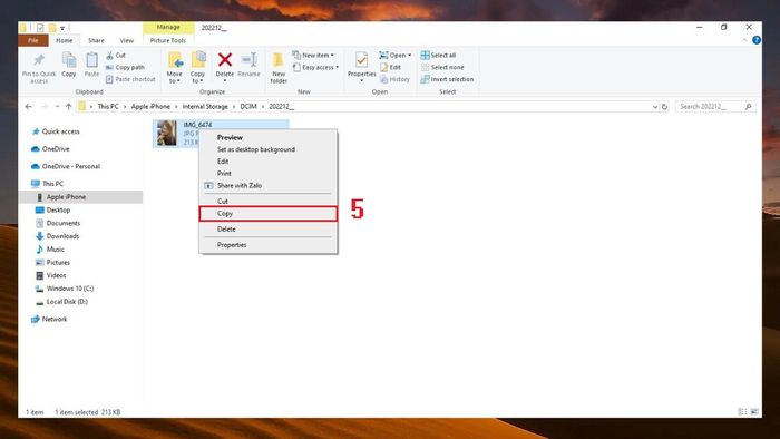 Hướng dẫn chuyển ảnh từ iPhone sang máy tính Windows - Bước 5