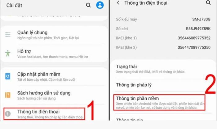 Chọn mục Thông tin phần mềm