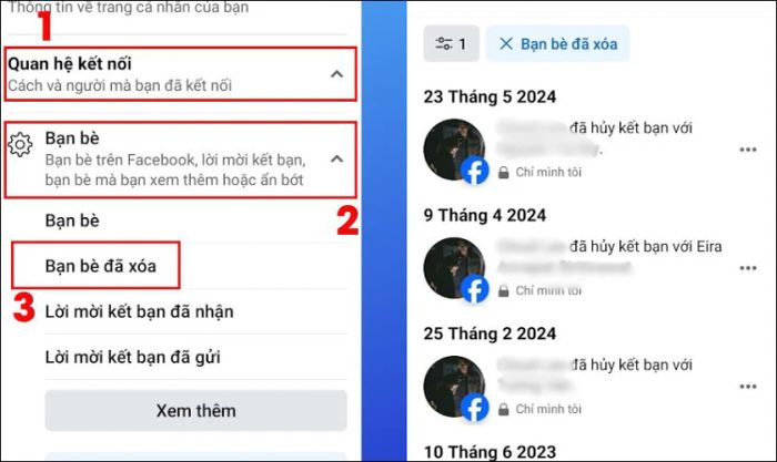 Hướng dẫn xem danh sách hủy kết bạn trên Facebook bằng điện thoại