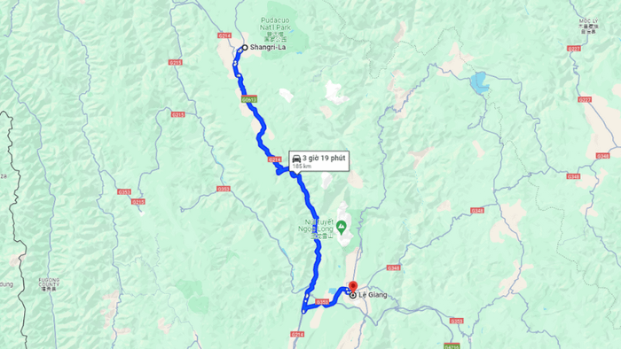 Distance from Shangrila to Lijiang