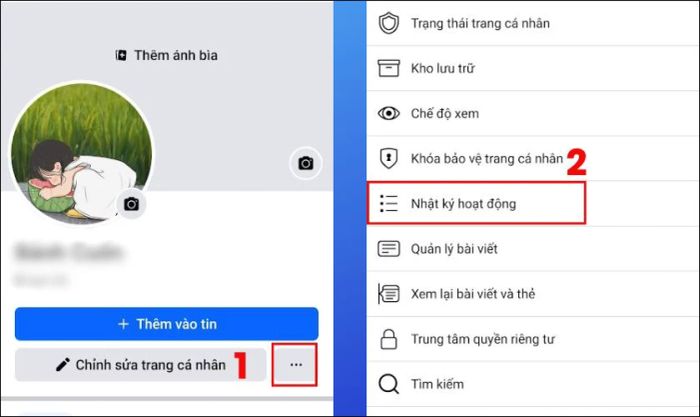 Nhấn vào biểu tượng ba chấm và chọn Nhật ký hoạt động