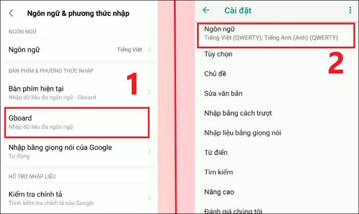 Chọn ngôn ngữ mong muốn