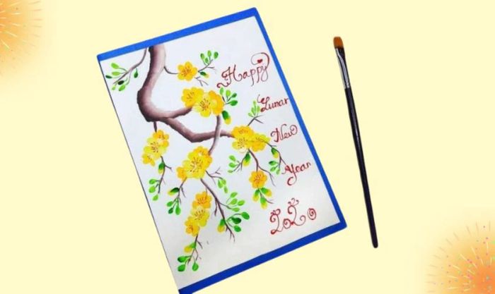 Mẫu thiệp chúc Tết đơn giản nhưng vẫn đẹp mắt