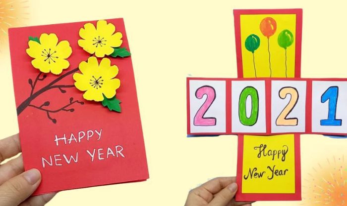 Mẫu thiết kế thiệp chúc Tết Happy New Year đẹp mắt