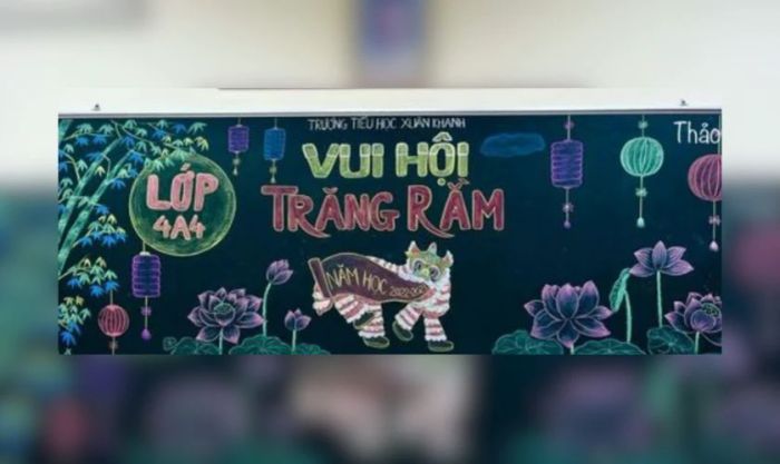 Mẫu vẽ trang trí bảng Tết 2025 đẹp mắt với chủ đề múa lân