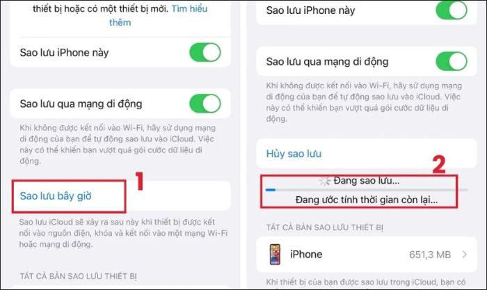 Thực hiện sao lưu dữ liệu trên iPhone