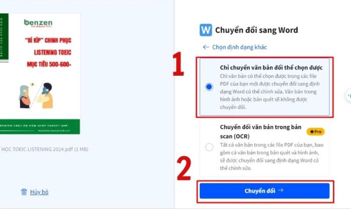 Chọn chuyển đổi