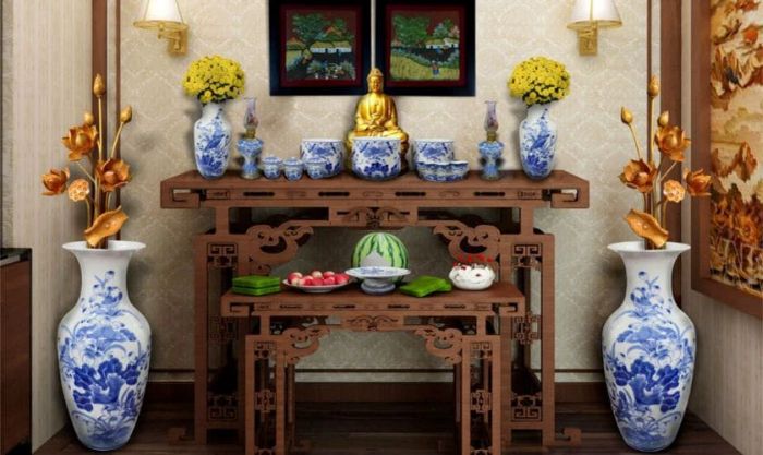 Cách trang trí bàn thờ ngày Tết chuẩn cổ truyền thật ấn tượng