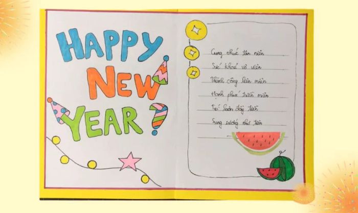 Cách tạo thiệp chúc Tết với chữ Happy New Year từ giấy
