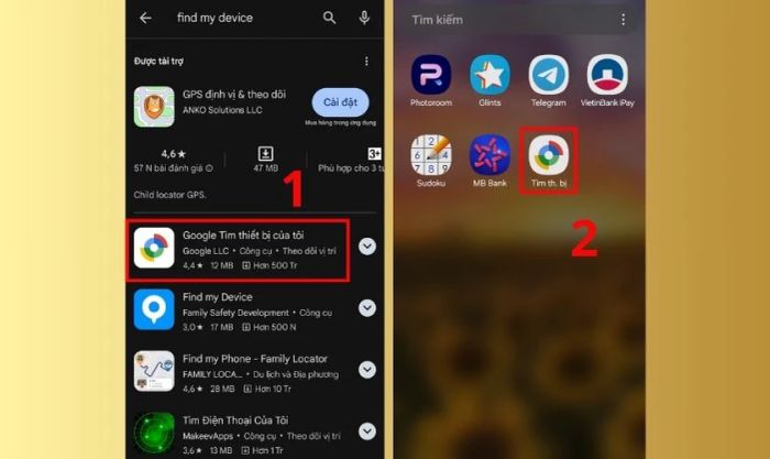 Tải và cài đặt ứng dụng Google Tìm thiết bị của tôi