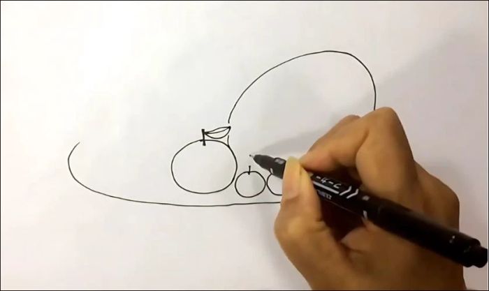 Các bước vẽ mâm ngũ quả ngày Tết - Phác thảo các loại trái cây