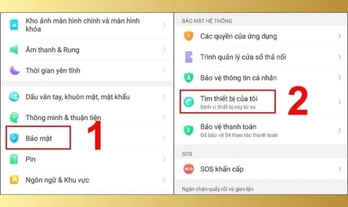 Chọn mục Tìm thiết bị của tôi và kích hoạt tính năng Tìm thiết bị