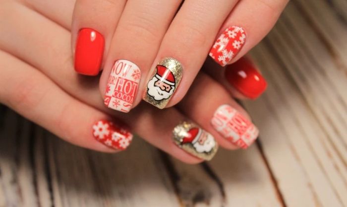 Mẫu nail Giáng sinh với họa tiết ông già Noel đẹp mắt