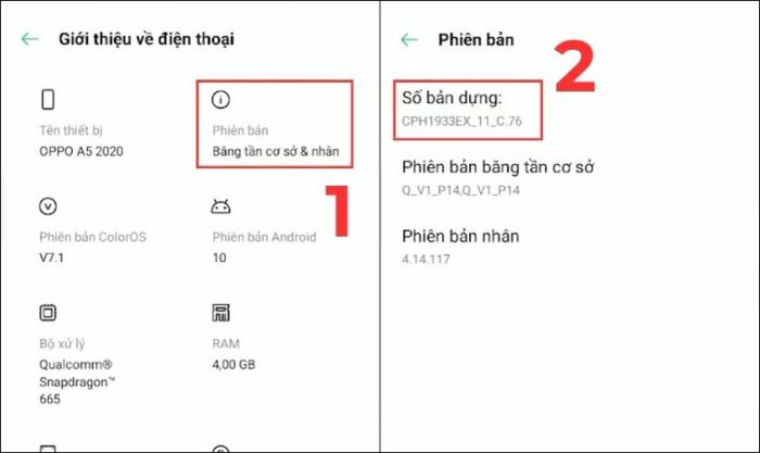 Nhấn liên tục vào mục Số bản dựng 7 lần