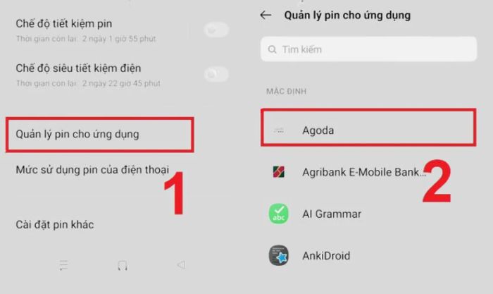 Trong mục Pin, hãy tìm đến phần Quản lý pin cho ứng dụng