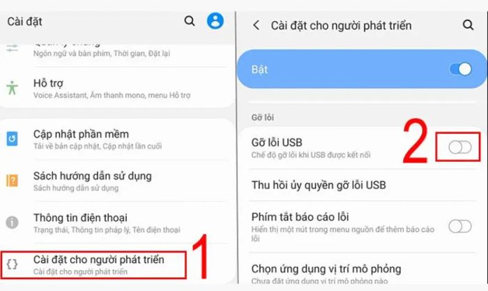 Kích hoạt tính năng gỡ lỗi USB