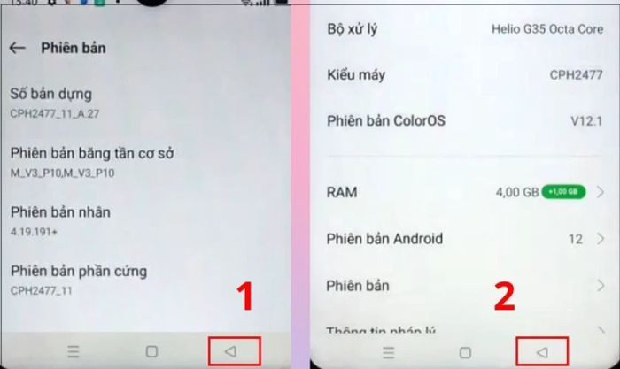 Nhấn vào dấu mũi tên ở cuối màn hình để trở về Cài đặt hệ thống